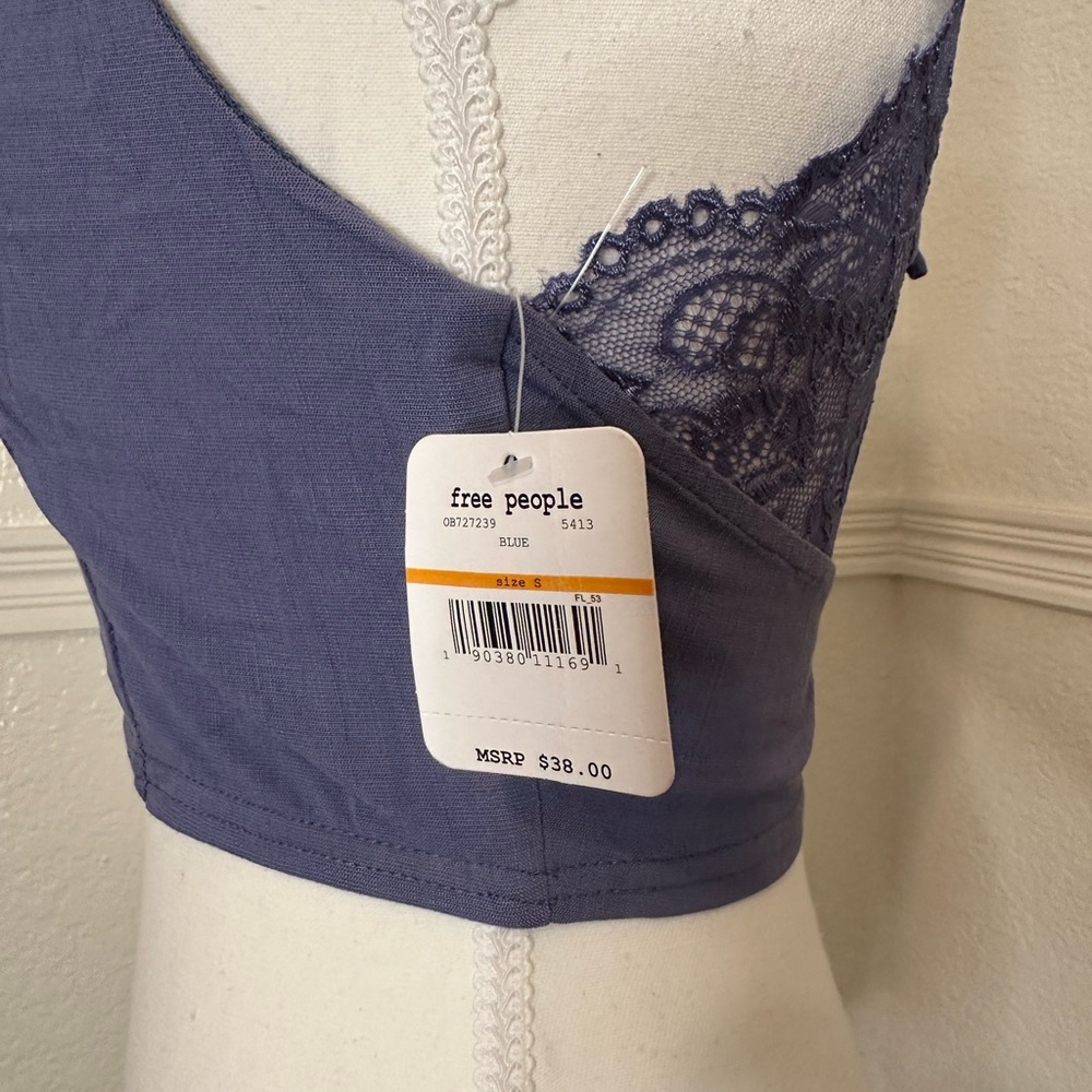 Free People Intimately The Century Lace Brami Chambray Blue - Picture 4 of 4